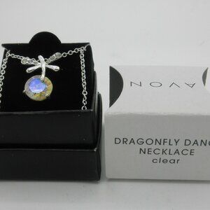 AVON Dragonfly Dance "CLEAR" looks PALE GOLD Necklace - color not true see pic